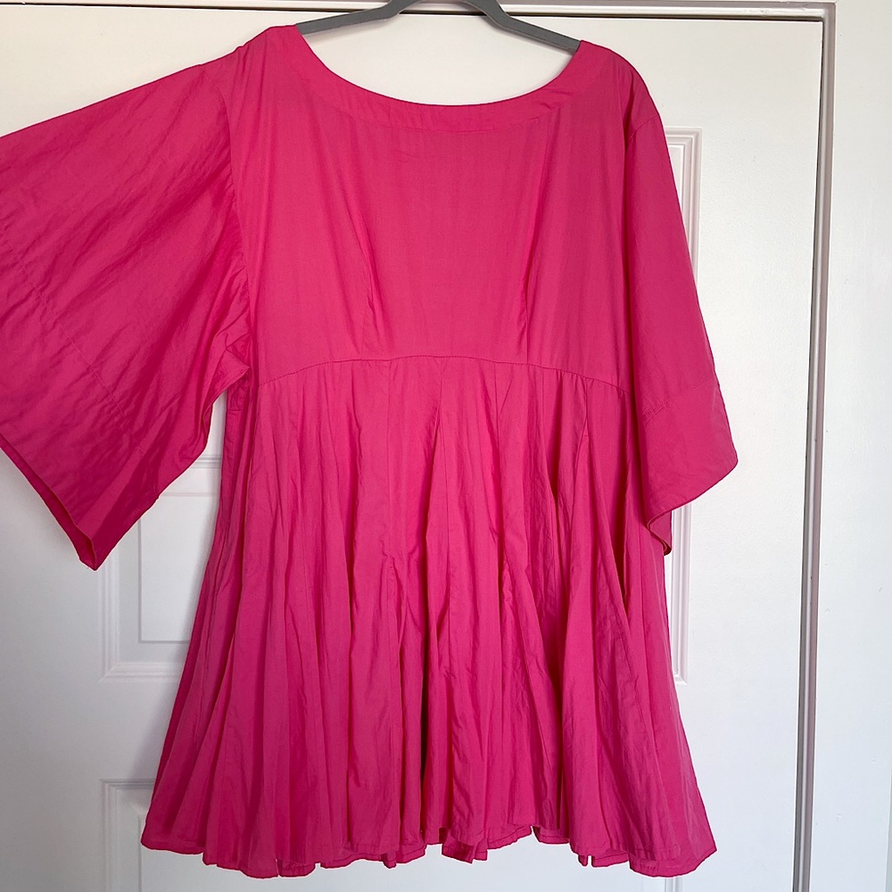 NWT Free People Hot Pink Ruffle Dress with Pockets